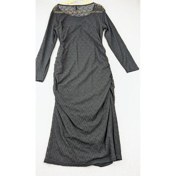 Isabella Oliver Womens 4 Lace Maternity Dress US Size 10 Black Ruched Stretch - Picture 2 of 12